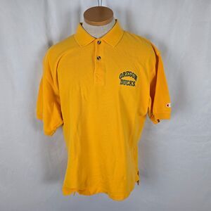 Champion Oregon Ducks Polo Men's L Yellow Green Logo Short Sleeve College NCAA